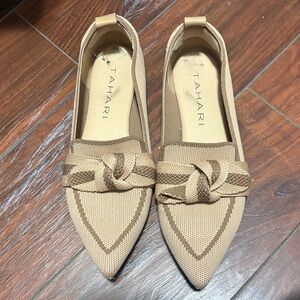 Tahari Women's Knotted Tan Flats